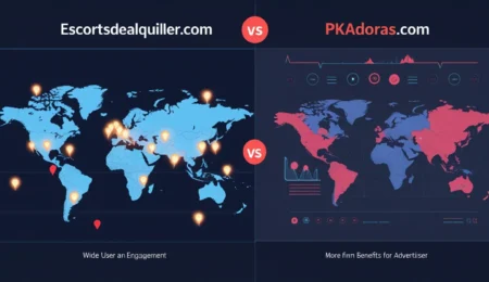 Comparativa entre Escortsdealquiler.com y Pkadoras.com, destacando las ventajas de visibilidad, personalización y soporte en Escortsdealquiler.com.