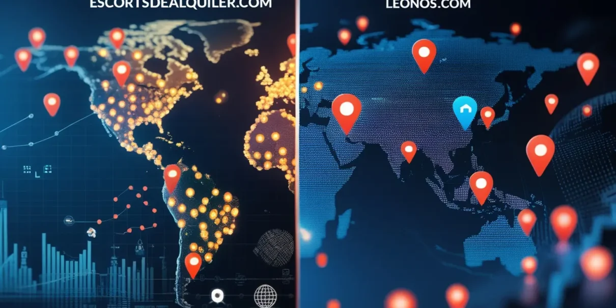 Comparativa entre Escortsdealquiler.com y Leonos.com para promocionar servicios eróticos, destacando ventajas en visibilidad, personalización y seguridad.