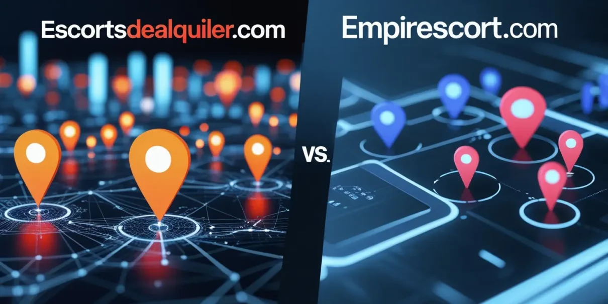 Comparativa entre Escortsdealquiler.com y Empirescort.com destacando ventajas en visibilidad, personalización, soporte y seguridad para anunciar servicios eróticos.