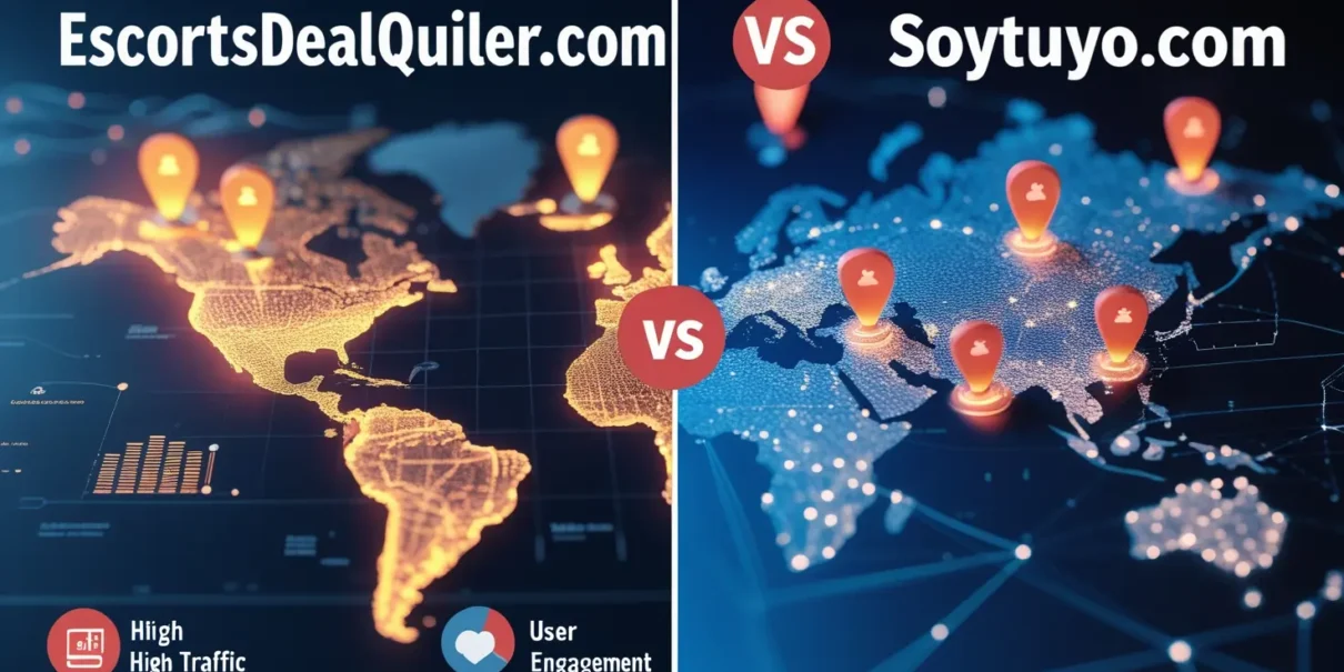 Comparativa entre Escortsdealquiler.com y Soytuyo.com para promocionar servicios eróticos, destacando las ventajas de visibilidad, personalización y soporte en Escortsdealquiler.com.