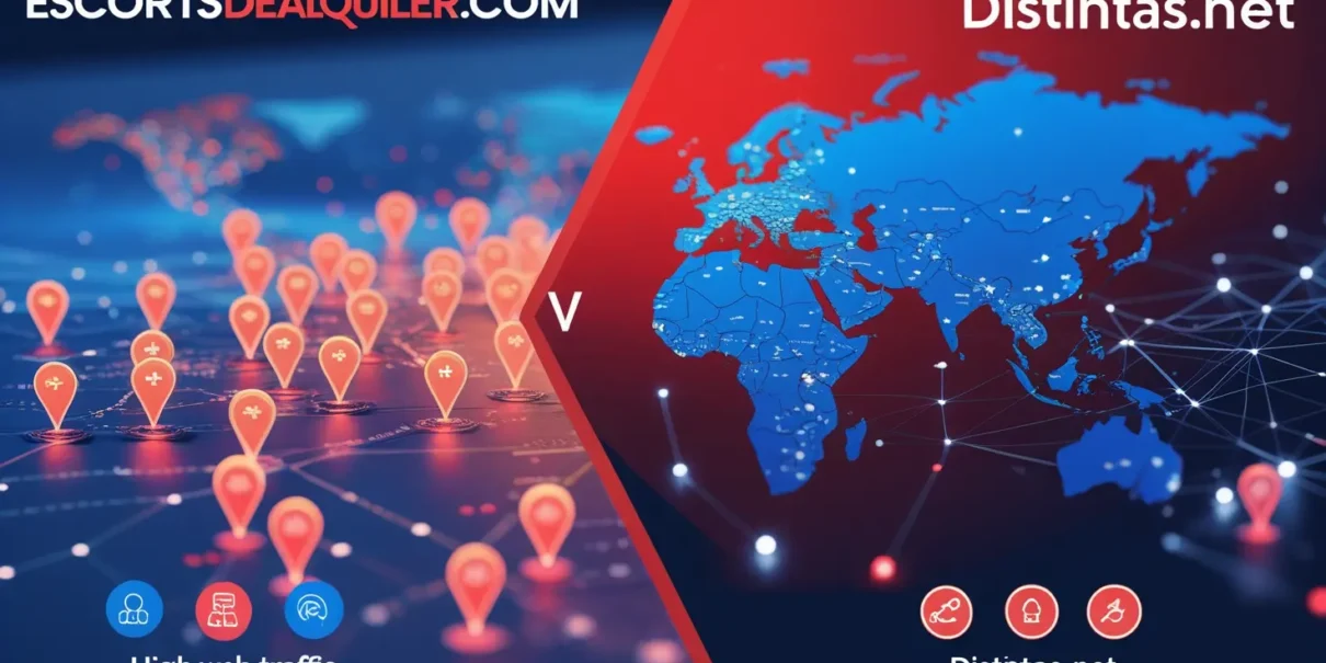 Comparativa entre Escortsdealquiler.com y Distintas.net, destacando las ventajas de visibilidad, personalización y soporte en Escortsdealquiler.com.