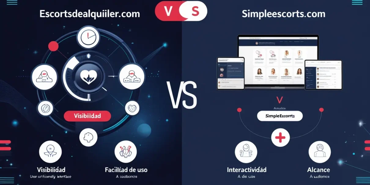 Comparativa entre Escortsdealquiler.com y Simpleescorts.com para anunciar servicios eróticos, destacando las ventajas en personalización, visibilidad y soporte.